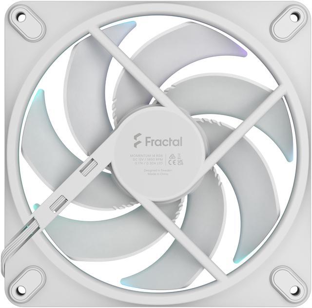 Alt view image 4 of 6 - Fractal Design Momentum 14 RGB PWM White 140 mm ARGB LED FDB (Fluid Dynamic Bearing) PC Case Fan