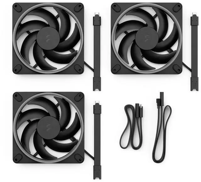 Alt view image 7 of 7 - Fractal Design Momentum 14 RGB PWM Black 140 mm ARGB LED FDB (Fluid Dynamic Bearing) PC Case Fan (3-pack)