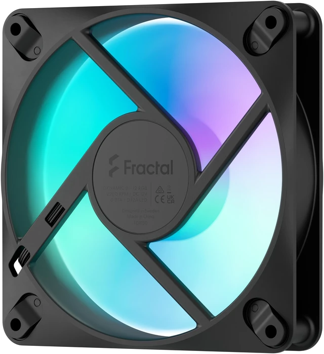 Alt view image 4 of 7 - Fractal Design Dynamic 3 120mm ARGB Black PWM Case Fan, High Durability Rifle Bearing, 7-Blade Swept Design, Daisy-Chain Cable, 350-2200 RPM