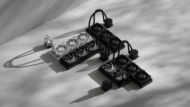 Alt view image 9 of 12 - Fractal Design Radius 360 Black 360mm AIO CPU Liquid Cooler (Copper Cold Plate, Ceramic-Bearing PWM Pump, Dynamic 3 Fans, Intel LGA 1700/1200/AM5/AM4)