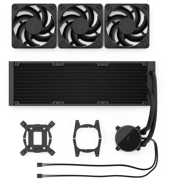 Alt view image 12 of 12 - Fractal Design Radius 360 Black 360mm AIO CPU Liquid Cooler (Copper Cold Plate, Ceramic-Bearing PWM Pump, Dynamic 3 Fans, Intel LGA 1700/1200/AM5/AM4)