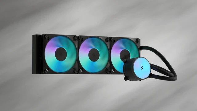 Alt view image 4 of 15 - Fractal Design Radius 360 RGB Black 360mm AIO CPU Liquid Cooler (ARGB Gen 2, Adjust Pro, Dynamic 3 RGB Fans, Copper Cold Plate, Intel LGA 1700/AM5/AM4)