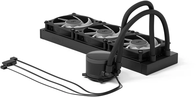 Alt view image 14 of 15 - Fractal Design Radius 360 RGB Black 360mm AIO CPU Liquid Cooler (ARGB Gen 2, Adjust Pro, Dynamic 3 RGB Fans, Copper Cold Plate, Intel LGA 1700/AM5/AM4)
