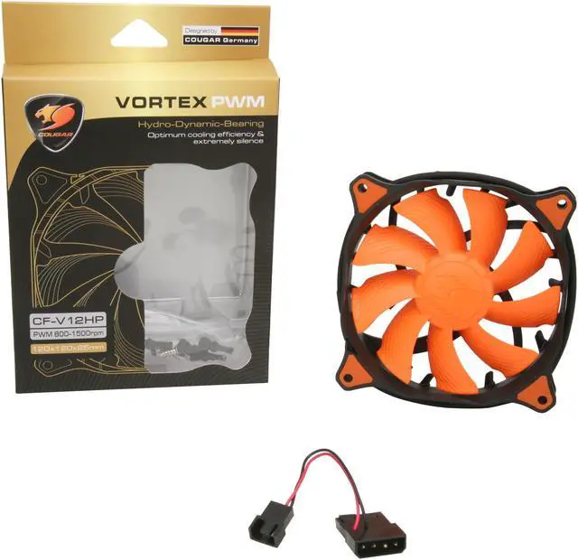 Alt view image 5 of 5 - COUGAR Vortex PWM 120mm (CF-V12HP) Cooling Fan with Hydro-Dynamic Bearing and Pulse Width Modulation (Orange Version)