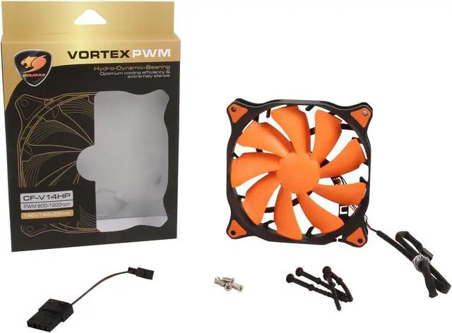 Alt view image 5 of 5 - COUGAR Vortex PWM 140mm (CF-V14HP) Cooling Fan with Hydro-Dynamic Bearing and Pulse Width Modulation (Orange Version)