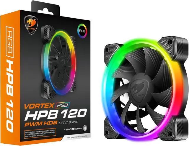 Alt view image 3 of 3 - Cougar Hydraulic Vortex RGB HPB 120 mm Cooling Fan with 5V RGB connection to compatible motherboards. CF-V12HB-RGB