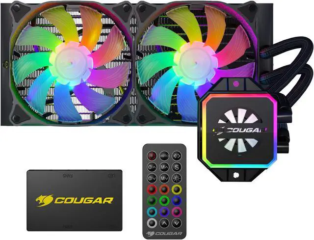 Alt view image 3 of 4 - COUGAR Helor 240, RL-HLR240-V1, Liquid CPU Cooler, 240 mm, with 2 Vortex Omega 120 mm Fans, Addressable RGB, Core Box v2 and a Remote Controller.
