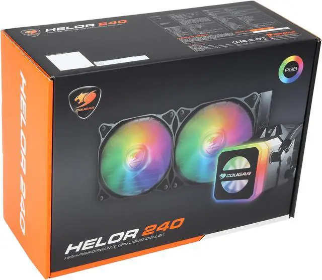 Alt view image 4 of 4 - COUGAR Helor 240, RL-HLR240-V1, Liquid CPU Cooler, 240 mm, with 2 Vortex Omega 120 mm Fans, Addressable RGB, Core Box v2 and a Remote Controller.