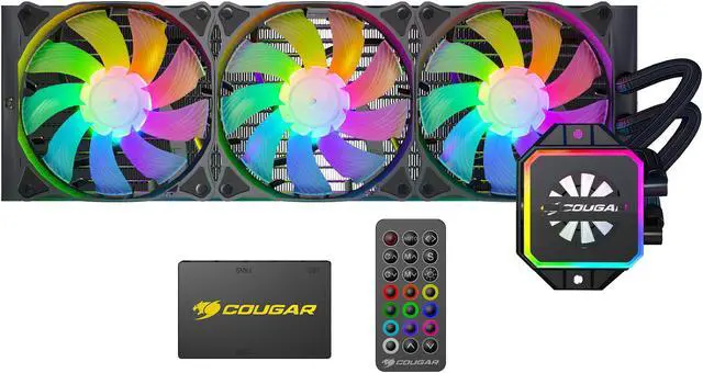 Alt view image 3 of 4 - COUGAR Helor 360, RL-HLR360-V1, Liquid CPU Cooler, 360 mm, with 3 Vortex Omega 120 mm Fans. Addressable RGB, Core Box v2 and a Remote Controller.
