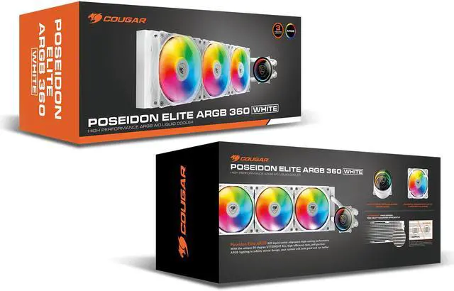 Alt view image 6 of 6 - COUGAR Poseidon Elite ARGB White 360 AIO Liquid Cooler