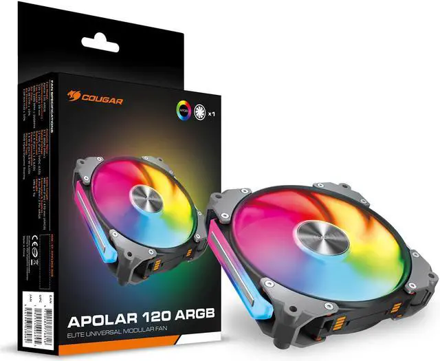 Alt view image 7 of 12 - COUGAR Apolar 120 ARGB Modular PC Case Cooling Fan, 4 Pin PWM / 3 Pin ARGB, Lighting Hydro Dynamic Bearings, 120x120x28 mm, Black