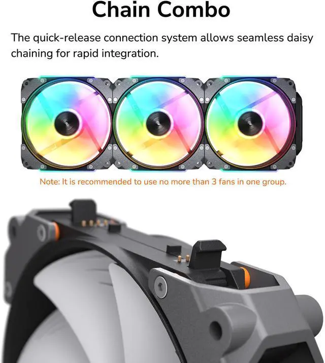 Alt view image 9 of 12 - COUGAR Apolar 120 ARGB Modular PC Case Cooling Fan, 4 Pin PWM / 3 Pin ARGB, Lighting Hydro Dynamic Bearings, 120x120x28 mm, Black