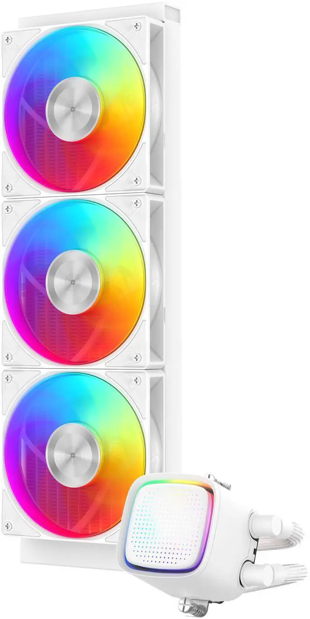 Alt view image 3 of 3 - SAMA L50 360mm Liquid CPU Cooler AIO Cooler with ARGB Infinity Mirror Effect 3x120mm ARGB Light Sync with Motherboard PWM 28mm Fans Low-Noise for AMD:AM4 AM5/Intel LGA 1700/1150/1151/1200/1851 Thermal Grease/White