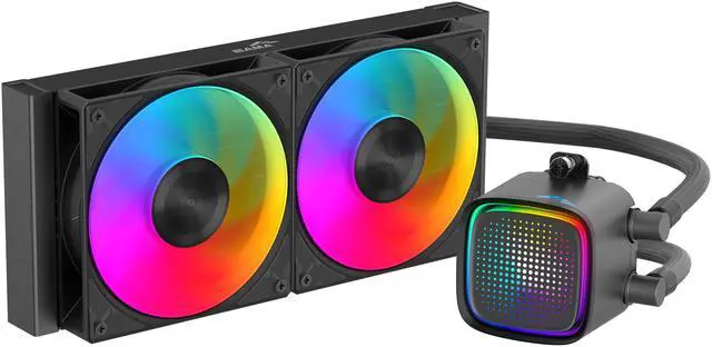 Alt view image 3 of 3 - SAMA L50 240mm Liquid CPU Cooler AIO Cooler with ARGB Infinity Mirror Effect 2x120mm ARGB Light Sync with Motherboard PWM 28mm Fans Low-Noise for AMD:AM4 AM5/Intel LGA 1700/1150/1151/1200/1851 Thermal Grease/Black