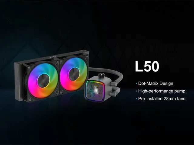 Alt view image 4 of 13 - SAMA L50 240mm Liquid CPU Cooler AIO Cooler with ARGB Infinity Mirror Effect 2x120mm ARGB Light Sync with Motherboard PWM 28mm Fans Low-Noise for AMD:AM4 AM5/Intel LGA 1700/1150/1151/1200/1851 Thermal Grease/Black