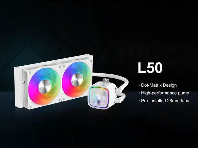 Alt view image 4 of 13 - SAMA L50 240mm Liquid CPU Cooler AIO Cooler with ARGB Infinity Mirror Effect - 2x120mm ARGB Light Sync with Motherboard PWM 28mm Fans Low-Noise for AMD AM4/AM5, Intel LGA 1700/1150/1151/1200/1851 - Thermal Grease - White