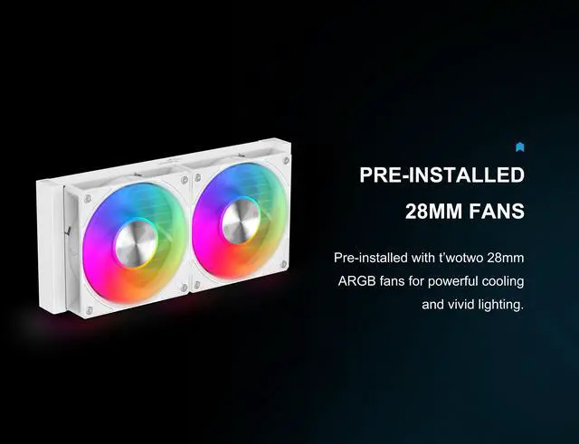 Alt view image 8 of 13 - SAMA L50 240mm Liquid CPU Cooler AIO Cooler with ARGB Infinity Mirror Effect - 2x120mm ARGB Light Sync with Motherboard PWM 28mm Fans Low-Noise for AMD AM4/AM5, Intel LGA 1700/1150/1151/1200/1851 - Thermal Grease - White