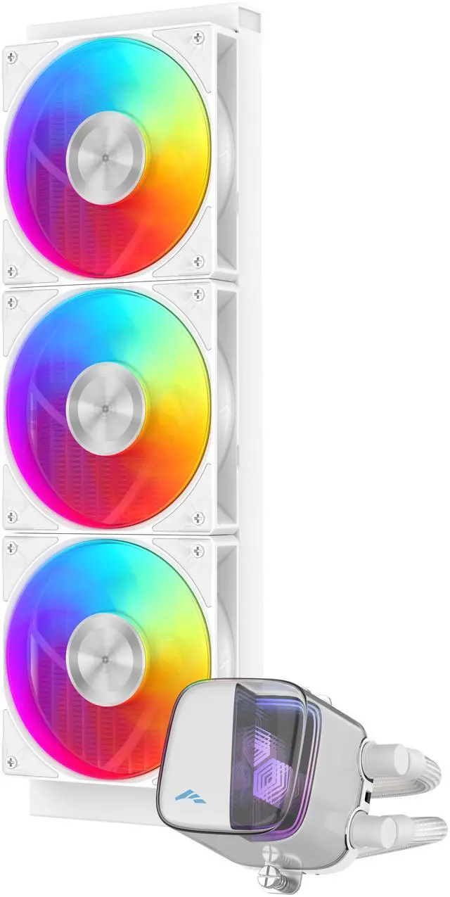 Alt view image 2 of 3 - SAMA L70 360mm Liquid CPU Cooler AIO Cooler with ARGB Infinity Mirror Effect 3x120mm ARGB Light Sync with Motherboard PWM 28mm Fans Low-Noise for AMD AM4/AM5, Intel LGA 1700/1150/1151/1200/1851 Thermal Grease/White