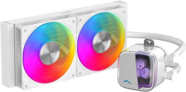 Alt view image 3 of 3 - SAMA L70 240mm Liquid CPU Cooler AIO Cooler with ARGB Infinity Mirror Effect 2x120mm ARGB Light Sync with Motherboard PWM 28mm Fans Low-Noise for AMD AM4/AM5, Intel LGA 1700/1150/1151/1200/1851 Thermal Grease/White