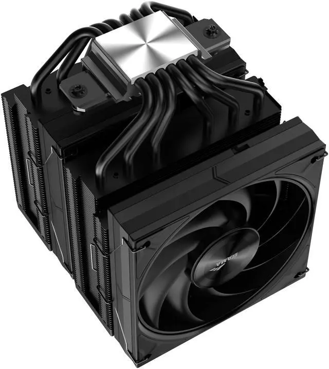 Alt view image 4 of 4 - SAMA A60B Dual-Tower CPU Air Cooler Aluminum Top Cover 6 Copper Heat Pipes, Dual 120mm PWM Fans, for AMD AM4/AM5, Intel LGA 1700/1150/1151/1200/1851 Thermal Grease/Black