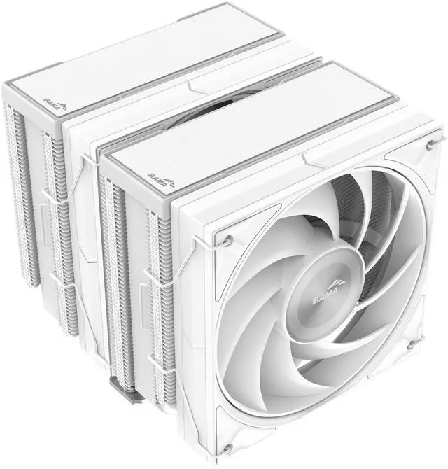 Alt view image 2 of 4 - SAMA A60W Dual-Tower CPU Air Cooler Aluminum Top Cover 6 Copper Heat Pipes, Dual 120mm PWM Fans, for AMD AM4/AM5, Intel LGA 1700/1150/1151/1200/1851 Thermal Grease/White