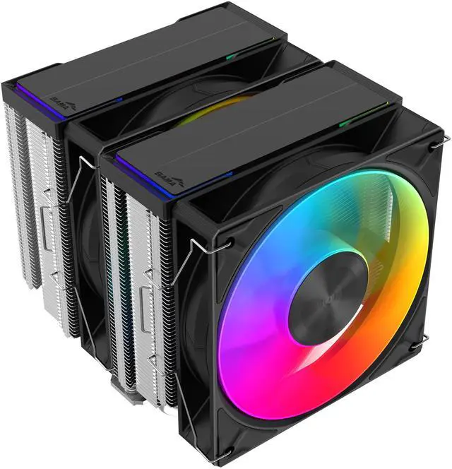 Alt view image 2 of 4 - SAMA A60L Dual-Tower CPU Air Cooler ARGB Plastic Top Cover 6 Copper Heat Pipes, Dual 120mm ARGB Light Sync with Motherboard PWM Fans, for AMD AM4/AM5, Intel LGA 1700/1150/1151/1200/1851 Thermal Grease