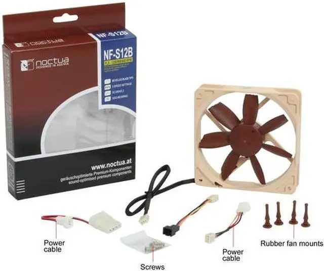 Alt view image 4 of 4 - Noctua NF-S12B FLX 120mm, 3 Speed Setting, Beveled Blade Tips Design, SSO Bearing Fan