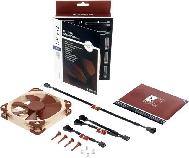 Alt view image 4 of 7 - Noctua NF-F12 PWM, Premium Quiet Fan, 4-Pin (120mm, Brown)