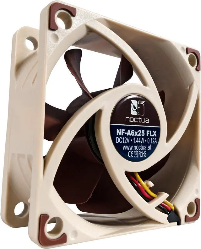 Alt view image 2 of 7 - Noctua NF-A6x25 FLX, Premium Quiet Fan, 3-Pin (60mm, Brown)
