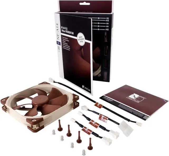 Alt view image 4 of 6 - Noctua NF-A14 FLX, Premium Quiet Fan, 3-Pin (140mm, Brown)