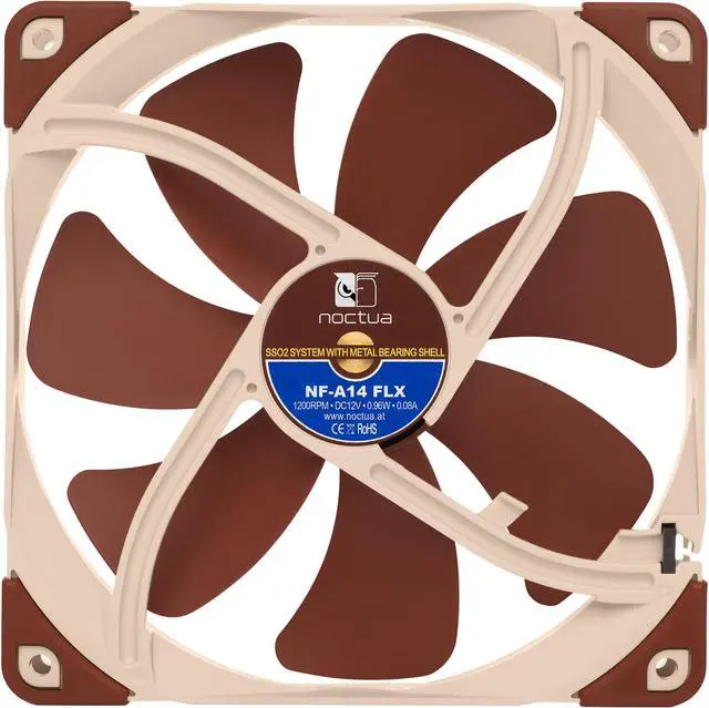 Alt view image 3 of 6 - Noctua NF-A14 FLX, Premium Quiet Fan, 3-Pin (140mm, Brown)