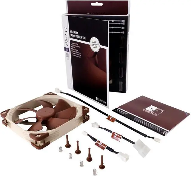 Alt view image 4 of 6 - Noctua NF-A14 ULN, Ultra Quiet Silent Fan, 3-Pin (140mm, Brown)