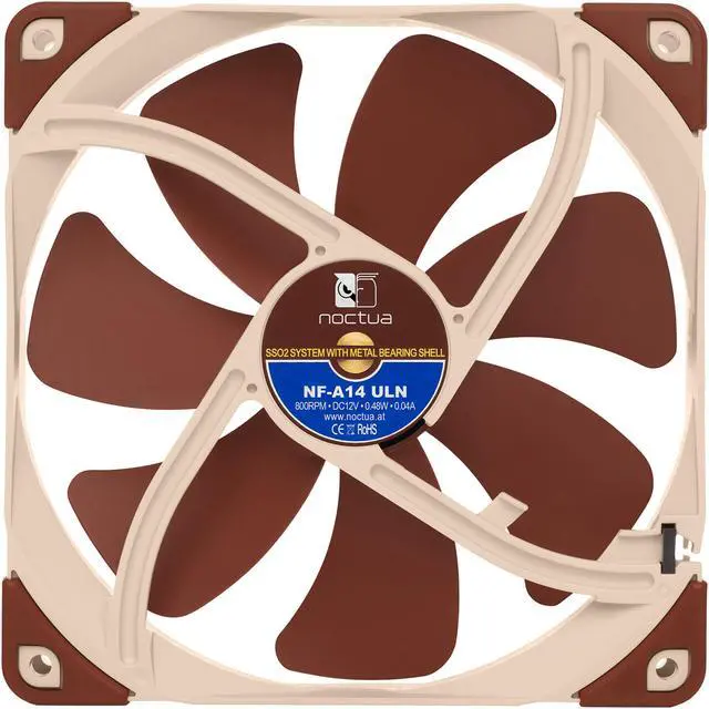 Alt view image 3 of 6 - Noctua NF-A14 ULN, Ultra Quiet Silent Fan, 3-Pin (140mm, Brown)