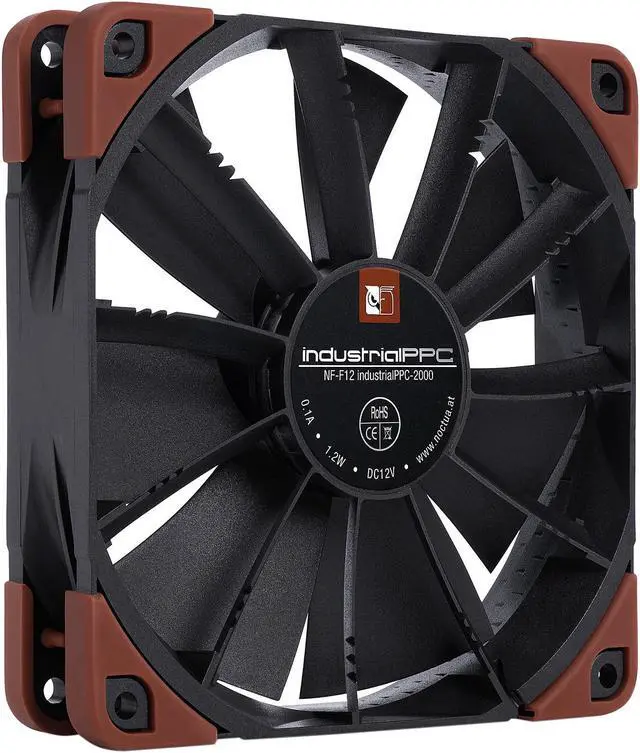 Alt view image 2 of 7 - Noctua NF-F12 iPPC-2000, Heavy Duty Cooling Fan, 3-Pin, 2000 RPM (120mm, Black)