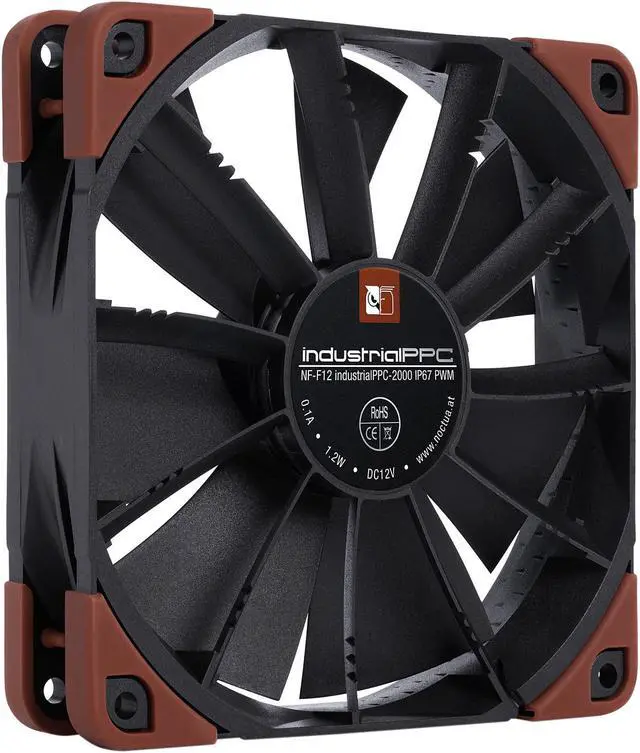Alt view image 3 of 7 - Noctua NF-F12 iPPC-2000 IP67 PWM, Heavy Duty Cooling Fan, 4-Pin, 2000 RPM (120mm, Black)