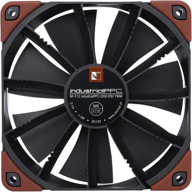 Alt view image 5 of 7 - Noctua NF-F12 iPPC-2000 IP67 PWM, Heavy Duty Cooling Fan, 4-Pin, 2000 RPM (120mm, Black)