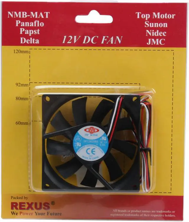 Alt view image 6 of 6 - Rexus TopMotor DF128020BH 80mm Case cooler