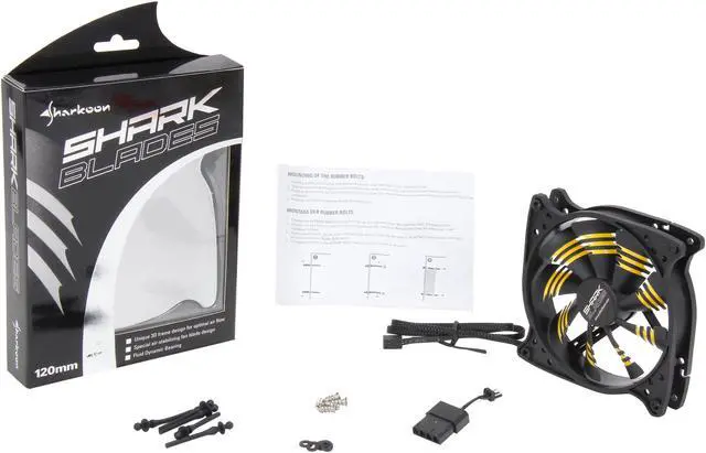 Alt view image 5 of 5 - Sharkoon 000SKBY Shark Blade 120mm Cooling Case Fan – Yellow
