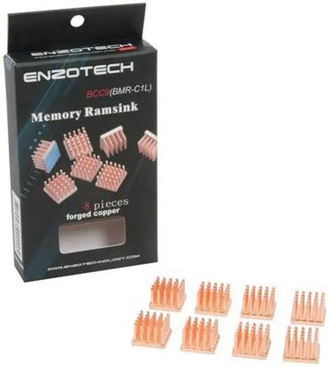 Alt view image 3 of 3 - Enzotech BCC9 - Eight pack of copper heat sinks for BT878 chips