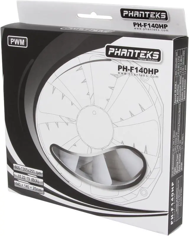 Alt view image 7 of 7 - Phanteks PH-F140HP PH-F140HP_WT 140mm CPU Cooler Fan