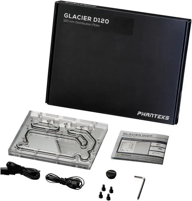 Alt view image 6 of 9 - Phanteks Glacier D120 Universal Distribution Plate, Mirror Acrylic Backplate, Digital-RGB LED