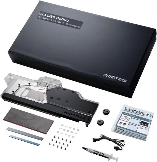 Alt view image 4 of 6 - Phanteks Glacier Dual Evo for ASUS RTX 2080/2070/2060 SUPER Dual EVO Series, Nickel-Plated, Acrylic, Aluminum Cover Plate, Digital RGB, Full Water Block - Black