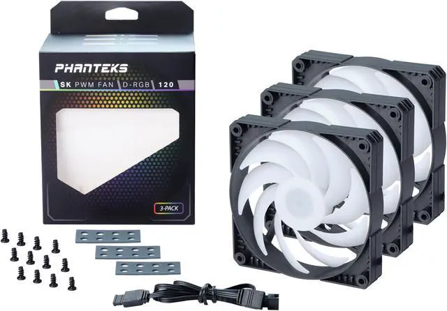 Alt view image 5 of 9 - Phanteks SK120 DRGB PWM FAN 3 Pack - 3x 120mm Fan, High Airflow Nine-blade Design, DRGB Lighting, Rubber Dampening Washers - Black