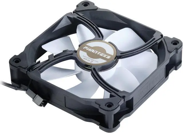 Alt view image 3 of 5 - Phanteks 120mm MP PWM Fan, High Static Pressure, Optimized for Silence, Sleeved Daisy-Chain Cables, White Blades, Black Frame, PH-F120MP_BK02