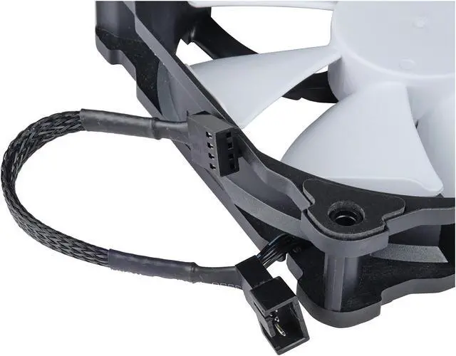 Alt view image 4 of 5 - Phanteks 120mm MP PWM Fan, High Static Pressure, Optimized for Silence, Sleeved Daisy-Chain Cables, White Blades, Black Frame, PH-F120MP_BK02