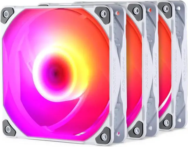 Main image of Phanteks SK120 DRGB PWM FAN 3Pack - 3x 120mm fan, High Airflow Nine-blade design, DRGB Lighting, Rubber Dampening Washers - White