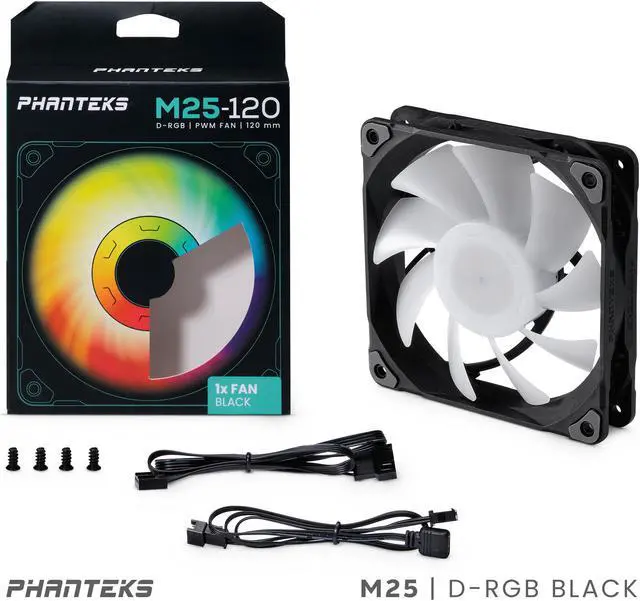 Alt view image 7 of 7 - Phanteks M25-120 D-RGB fan, High-Airflow radiator performance, PWM control up to 2000RPM, ARGB/DRGB lighting, Daisy-Chain cable, Black