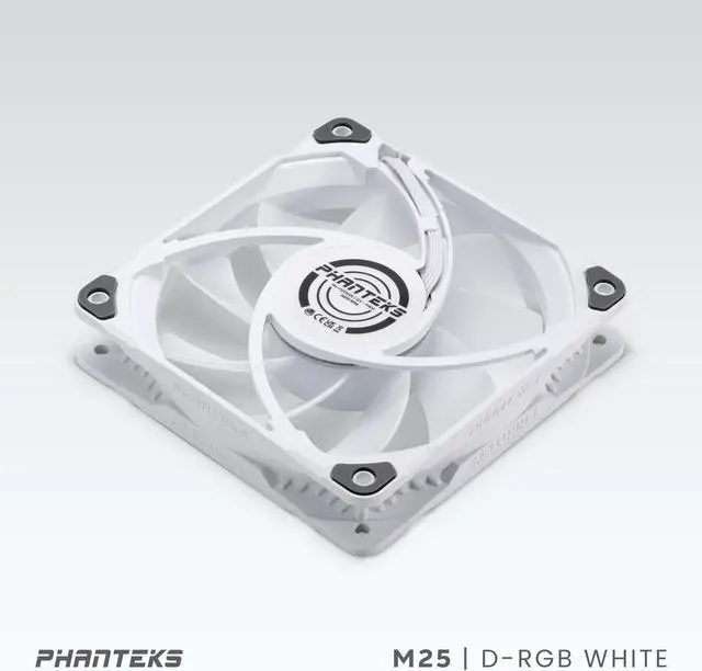 Alt view image 5 of 7 - Phanteks M25-120 D-RGB fan, High-Airflow radiator performance, PWM control up to 2000RPM, ARGB/DRGB lighting, Daisy-Chain cable, White
