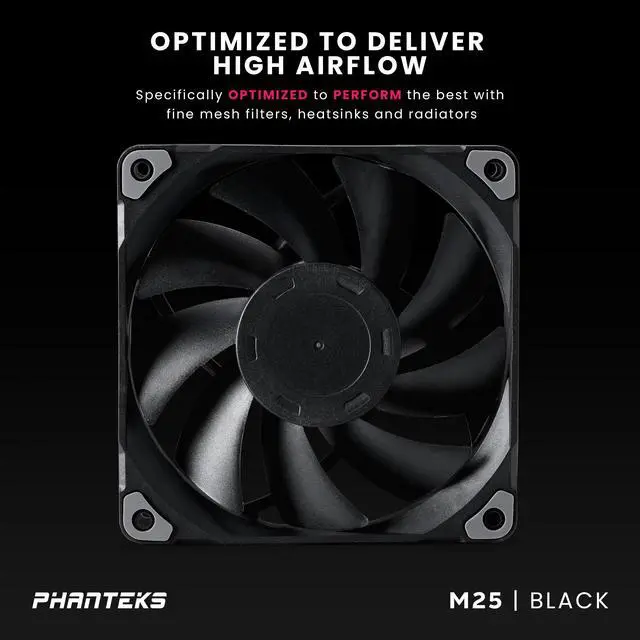 Alt view image 2 of 7 - Phanteks M25-120 fan, High-Airflow radiator performance, PWM control up to 2000RPM, Daisy-Chain cable, Black
