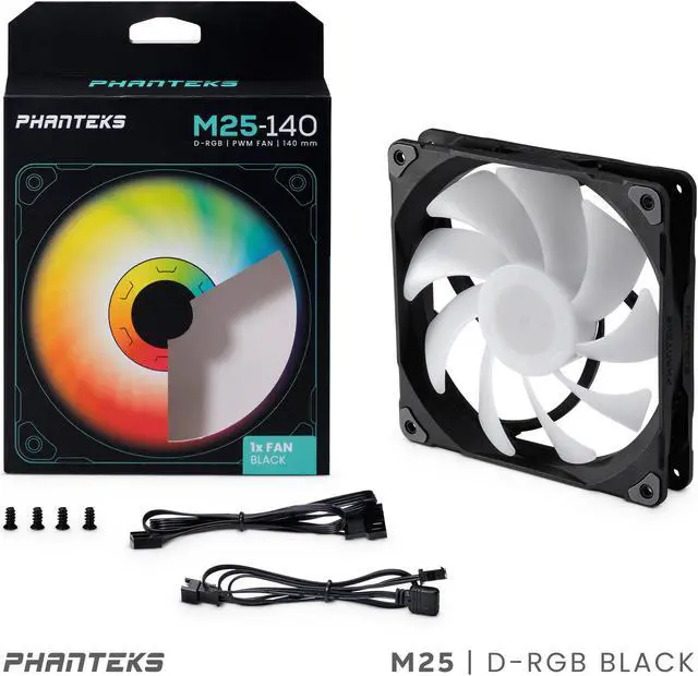 Alt view image 7 of 7 - Phanteks M25-140 D-RGB fan, High-Airflow radiator performance, PWM control up to 1800RPM, ARGB/DRGB lighting, Daisy-Chain cable, Black